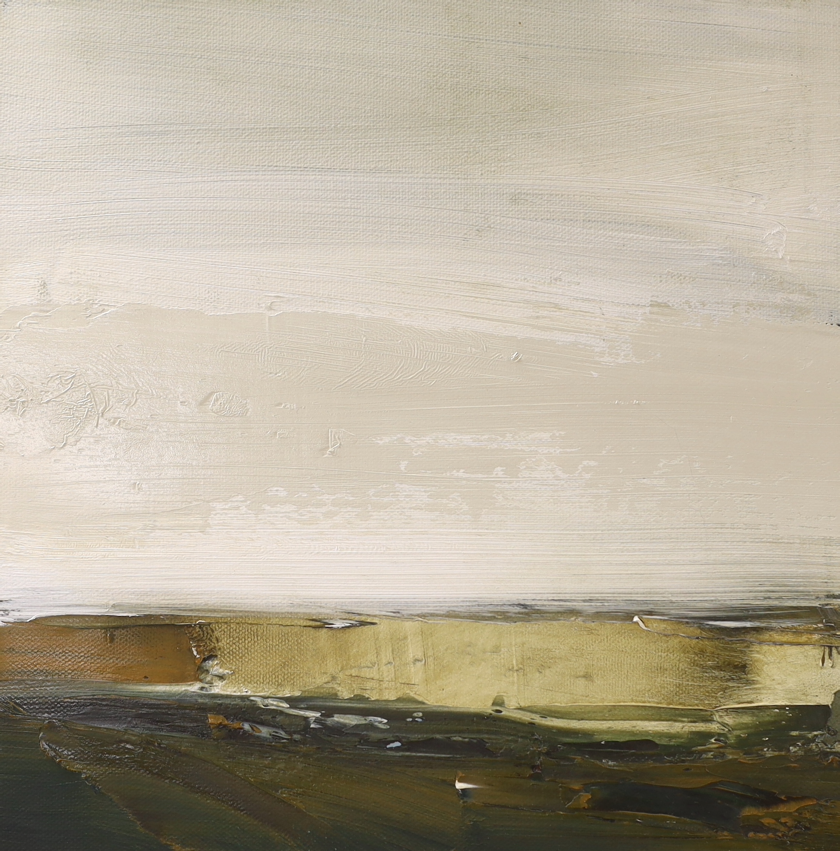 Dion Salvador Lloyd (Contemporary, local), abstract oil on canvas, ‘Quiet’, unsigned, inscribed verso, 30 x 30cm